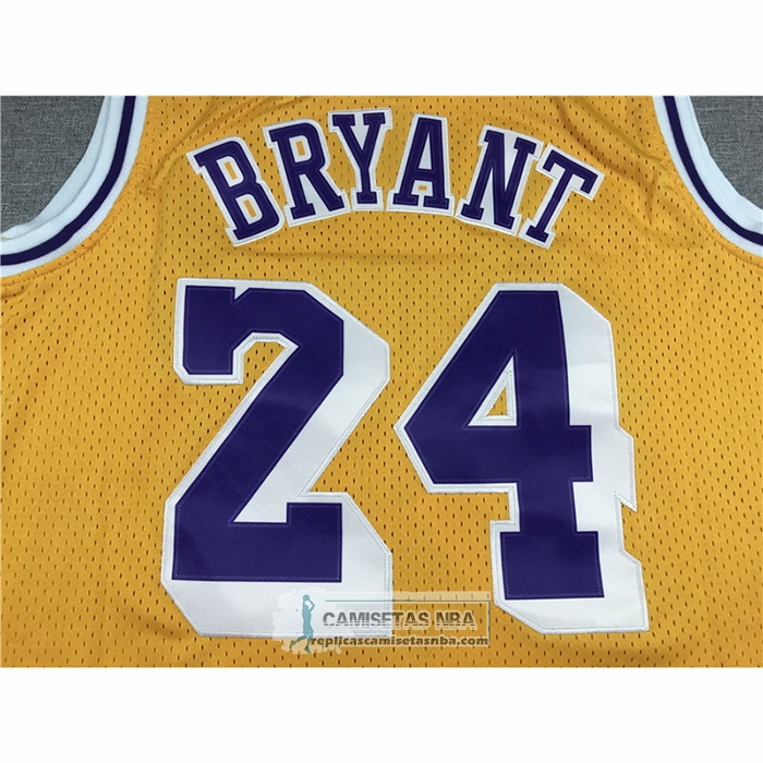 Camiseta Los Angeles Lakers Kobe Bryant NO 24 Mitchell & Ness 2007-08 Amarillo